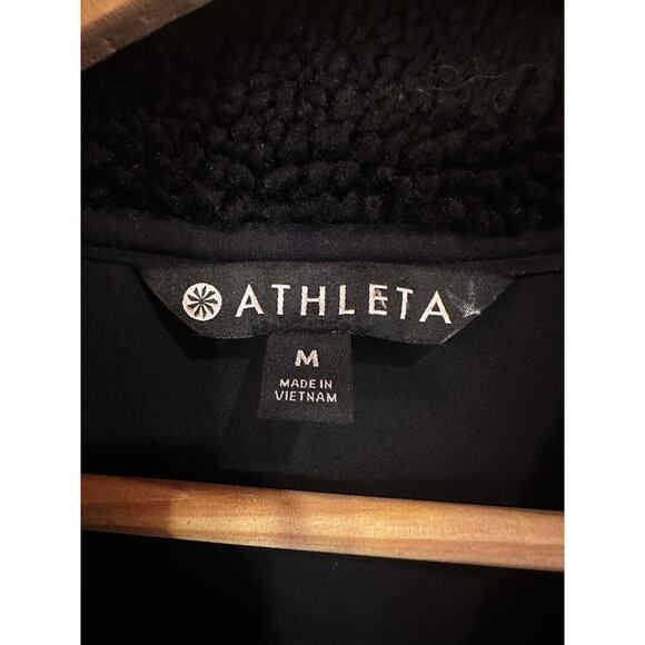 Athleta Sweater Womens Medium Black Sherpa Jacket Full Zip Track - Picture 4 of 4